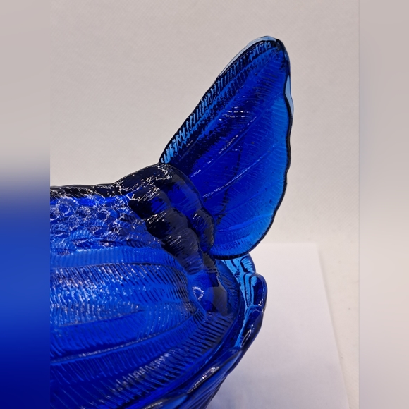 Cobalt Blue Depression Style Glass Nesting Chicken Hen Nest Candy Dish with Lid. - Picture 4 of 5